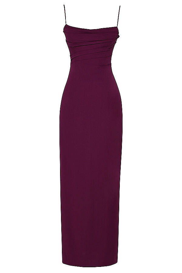 merlot corset maxi dress