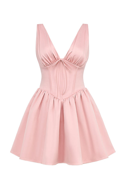 powder pink satin mini dress - sale