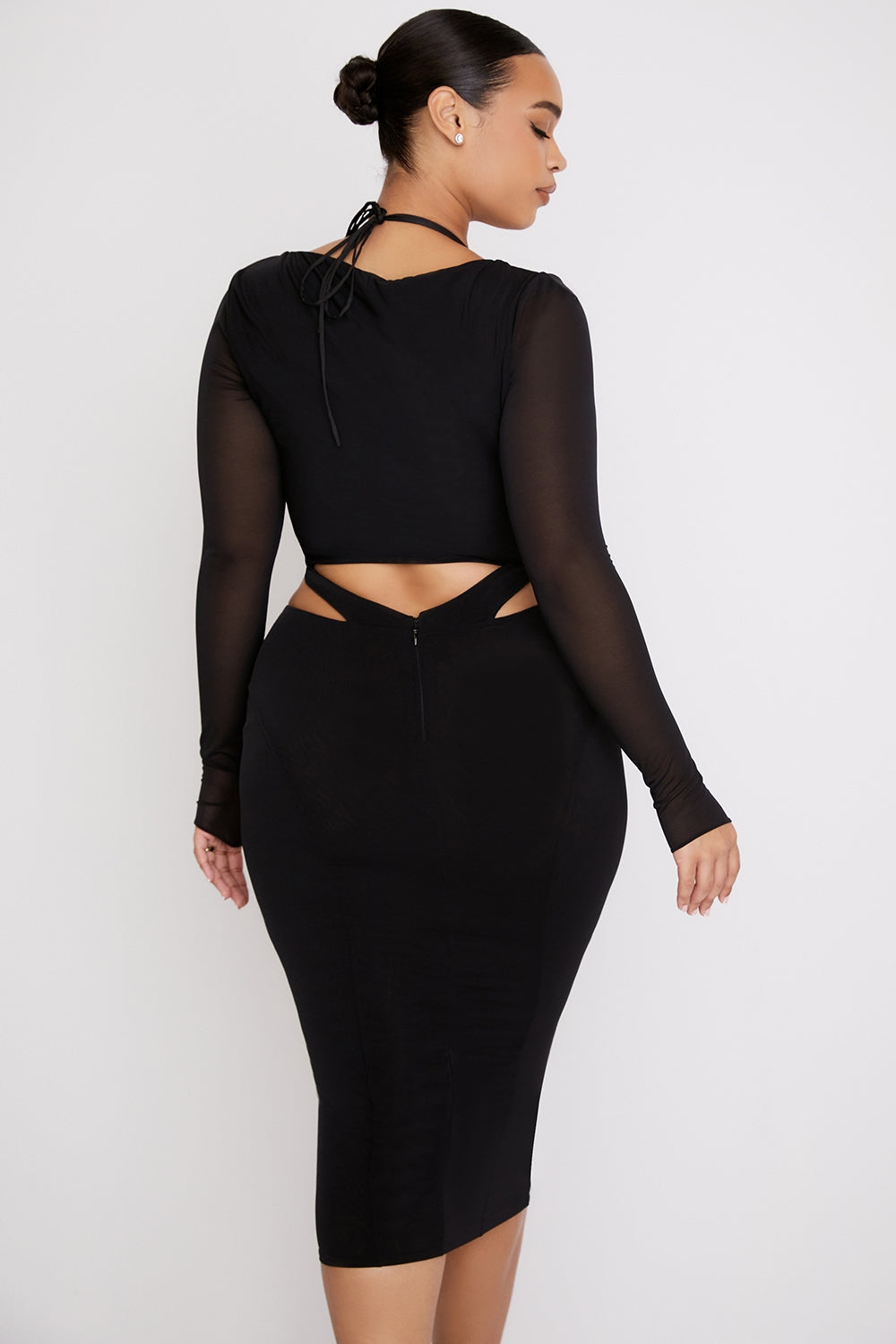 black cutout midi dress