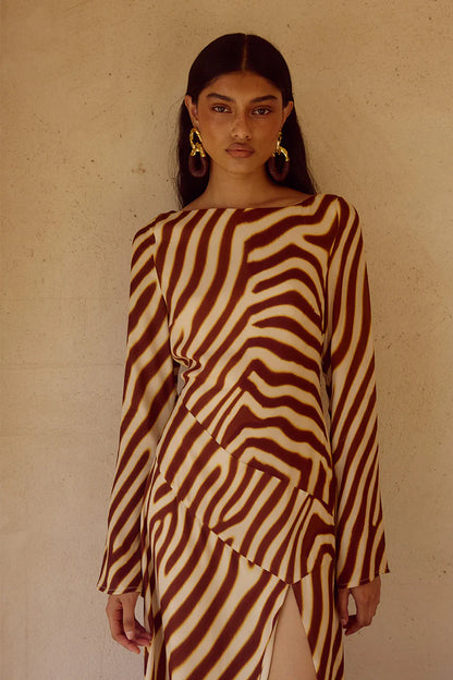 MONTIE SLEEVED MAXI DRESS - MONTIE CHOC