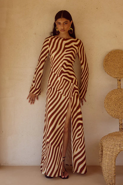 MONTIE SLEEVED MAXI DRESS - MONTIE CHOC