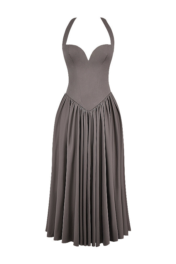 smoke halter midi dress
