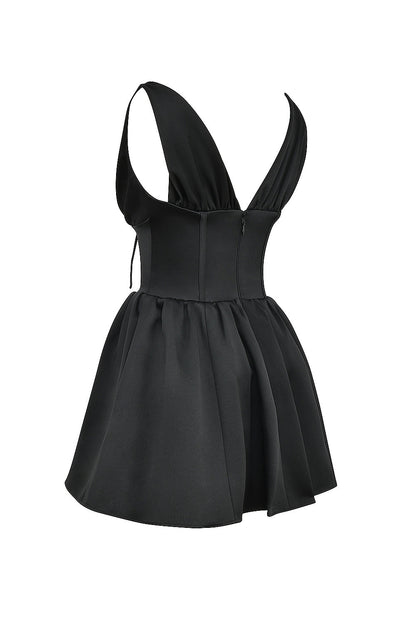 black satin mini dress - sale