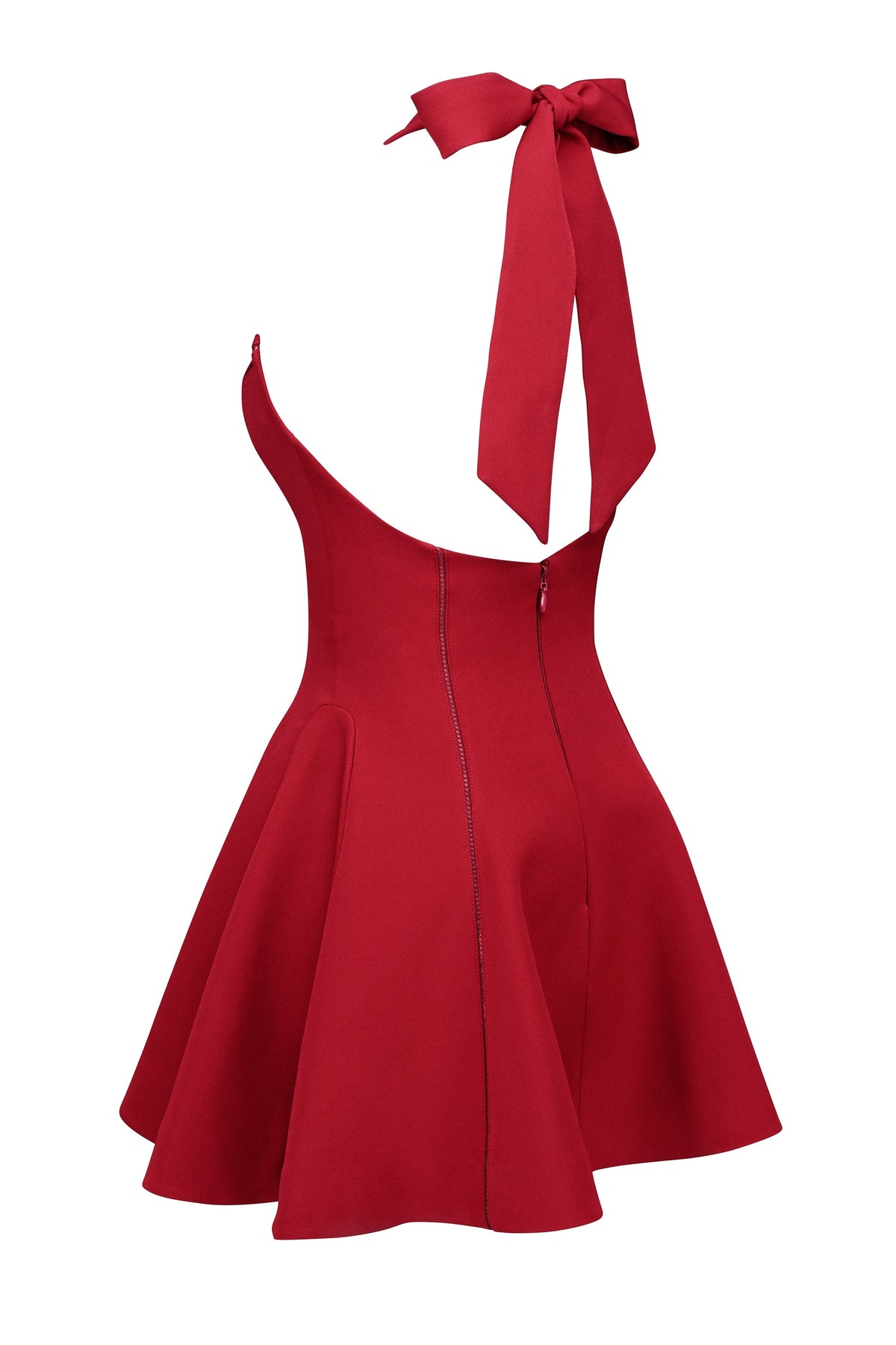 red halter neck bow mini dress