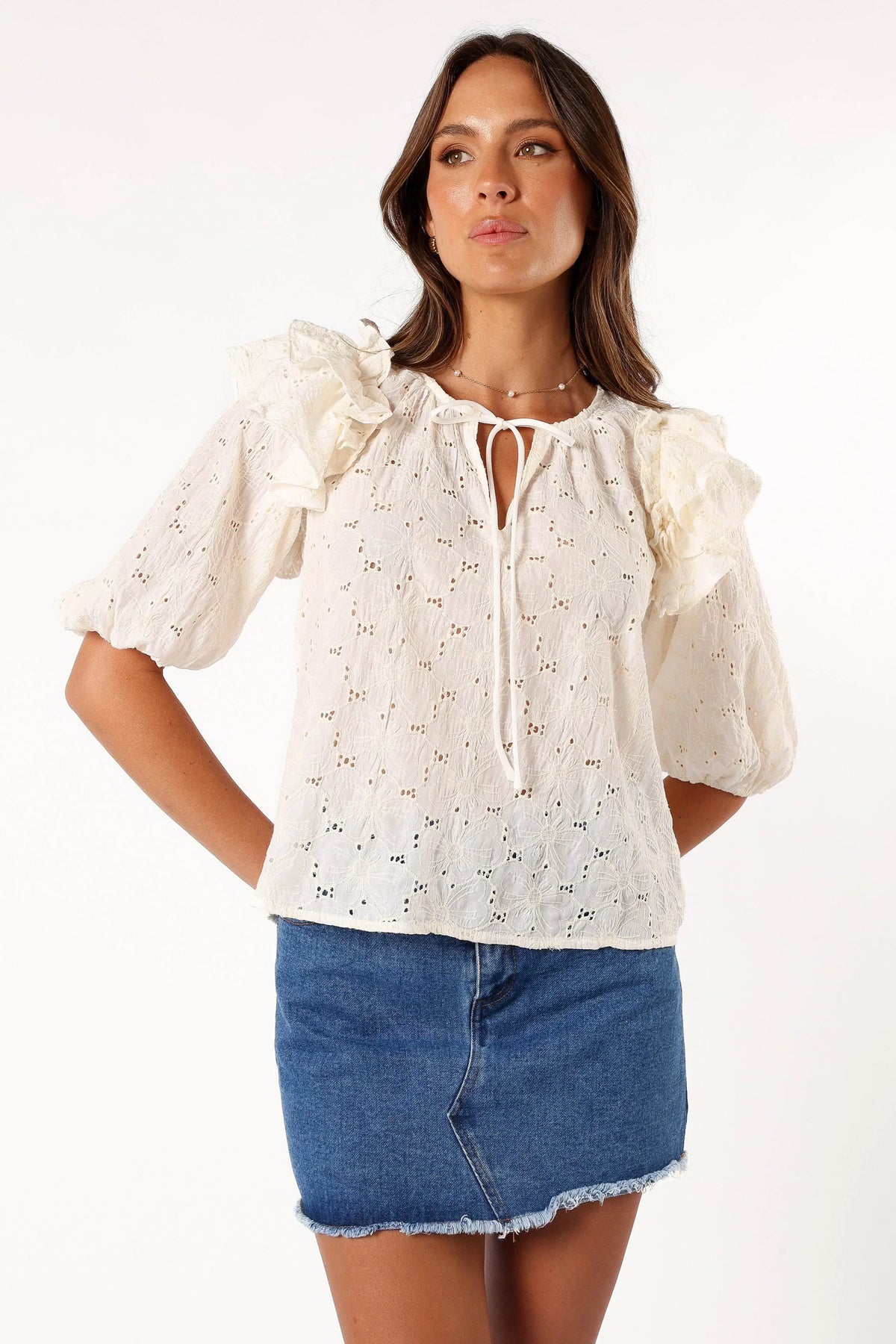 Iris Ruffled Top - Cream