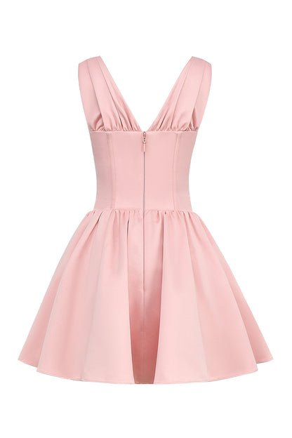 powder pink satin mini dress - sale