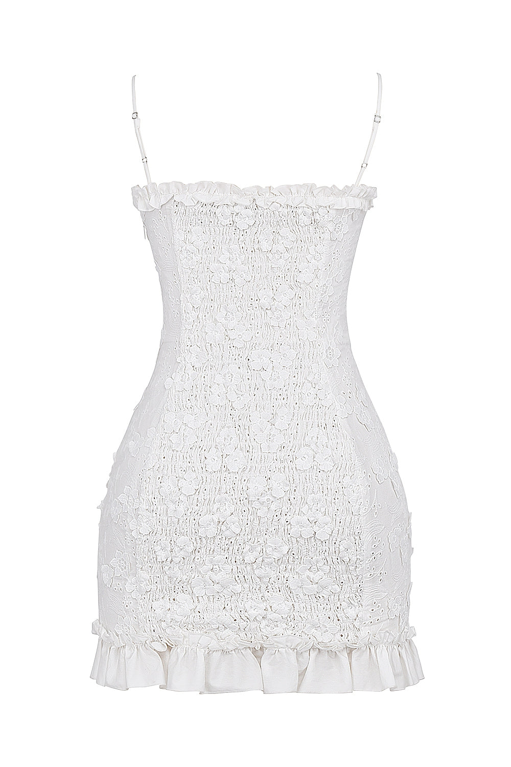 white cotton broderie anglais mini dress