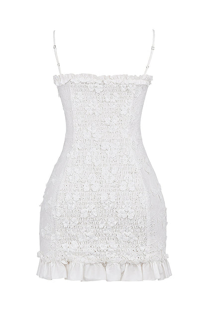 white cotton broderie anglais mini dress