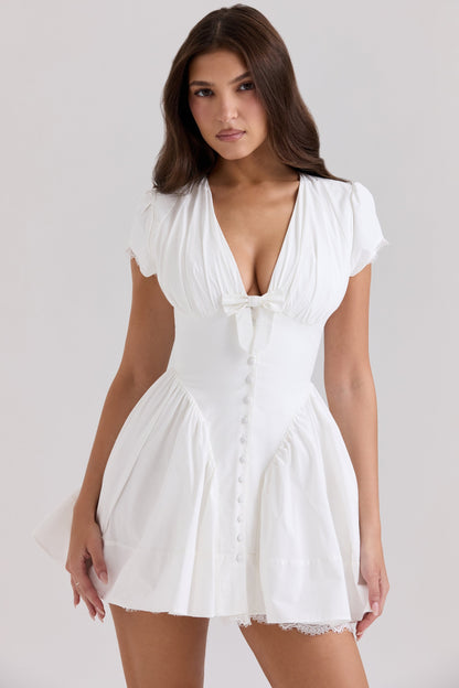 white stretch cotton mini dress