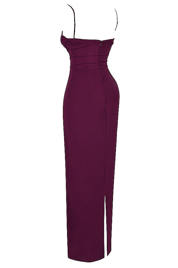 merlot corset maxi dress