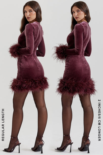 mulberry velvet mini dress