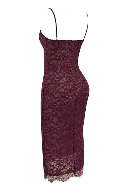 mulberry lace midi dress