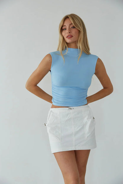 Taylor Ruched High Neck Tank Top