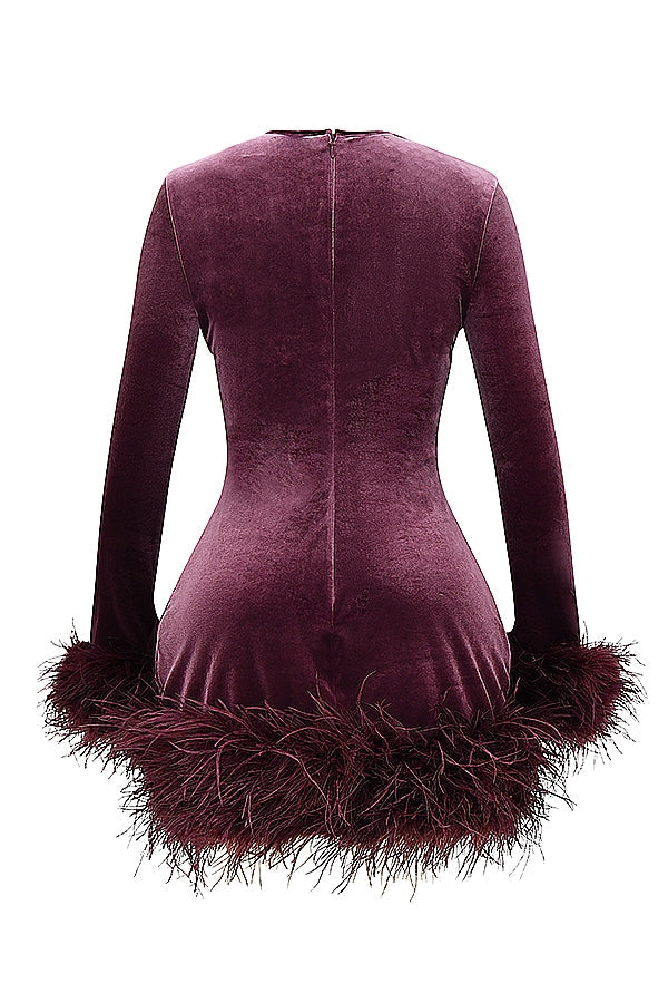 mulberry velvet mini dress
