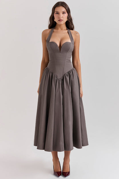 smoke halter midi dress