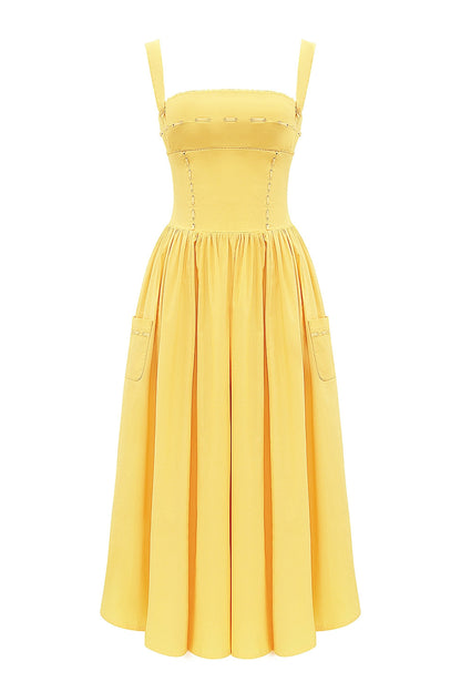 apricot cotton midi sundress