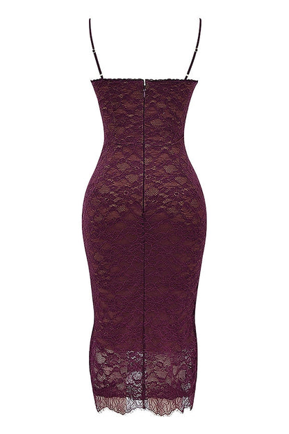 mulberry lace midi dress