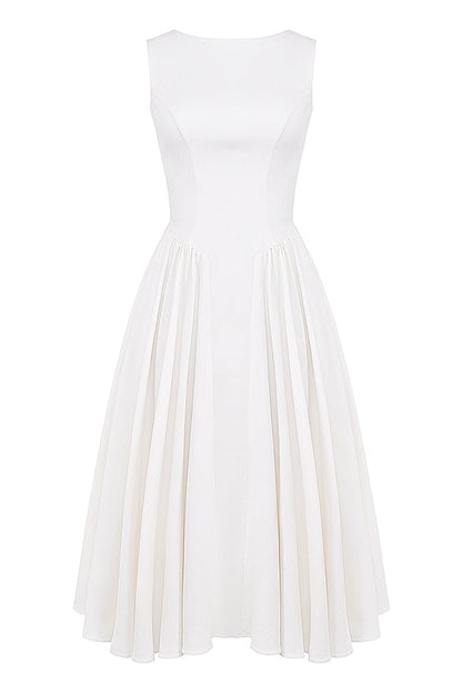 white twill midi sundress