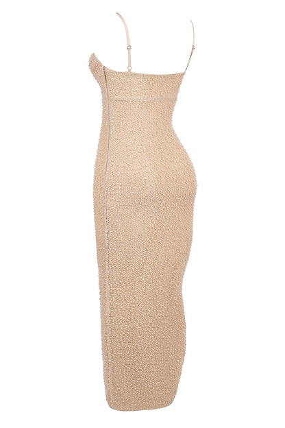 seapearl embellished maxi dress