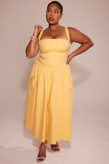 apricot cotton midi sundress