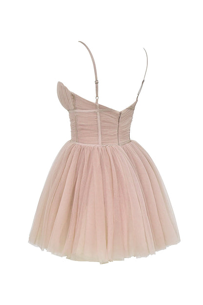 french rose tulle mini dress - sale