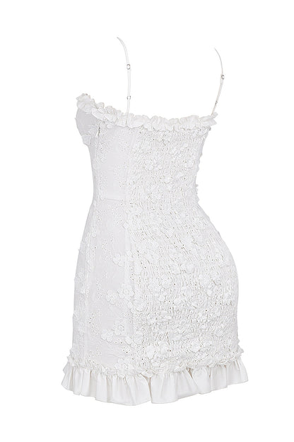white cotton broderie anglais mini dress