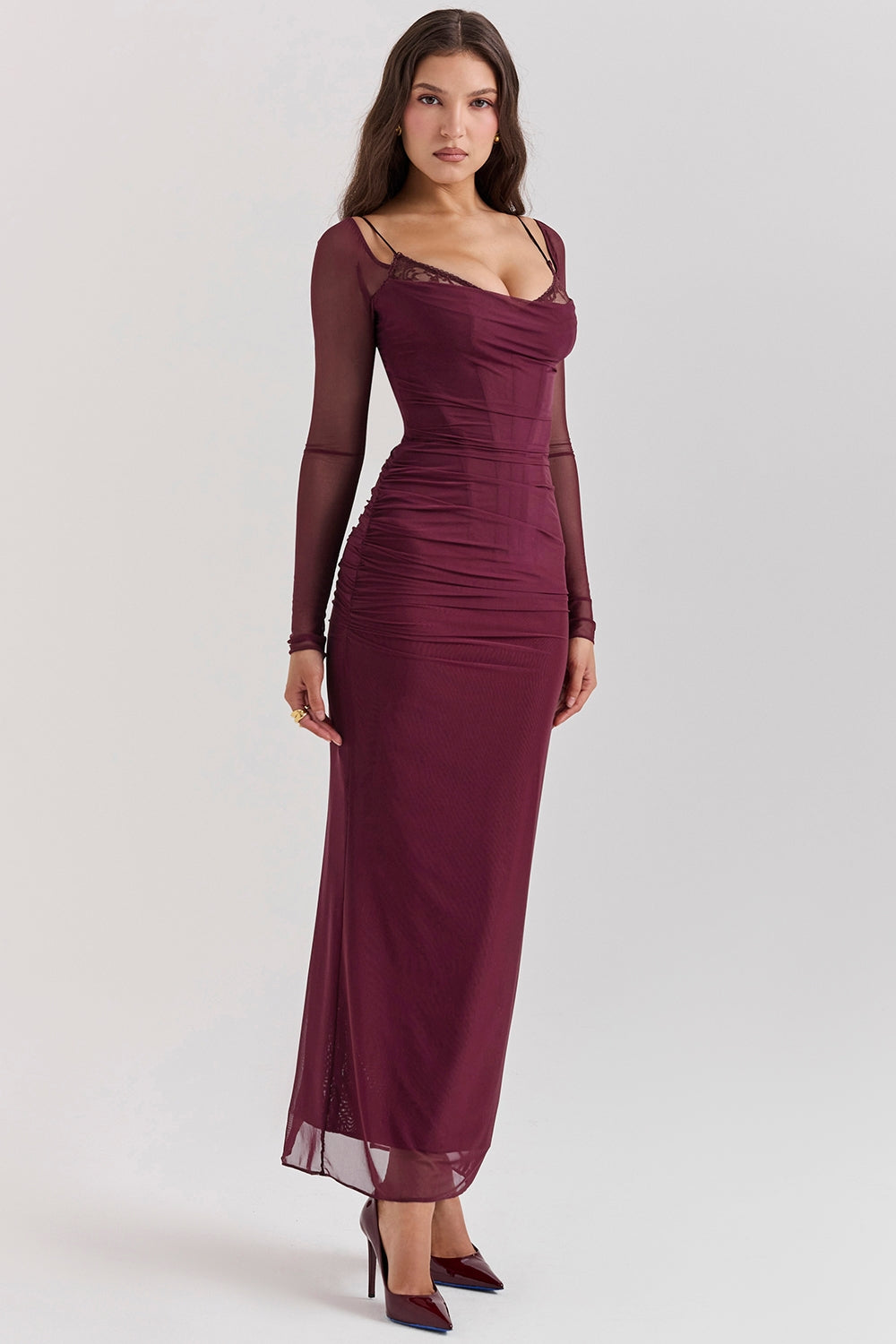 wine maxi dress