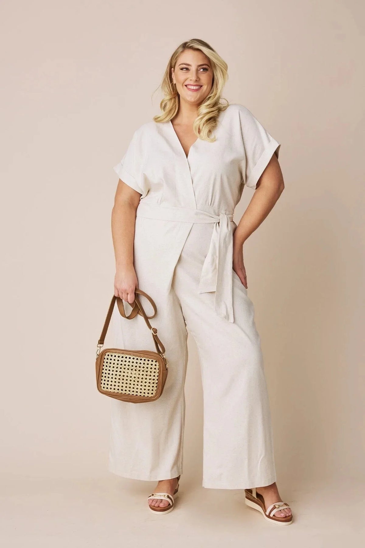 Jude Jumpsuit Linen Blend in Oatmeal