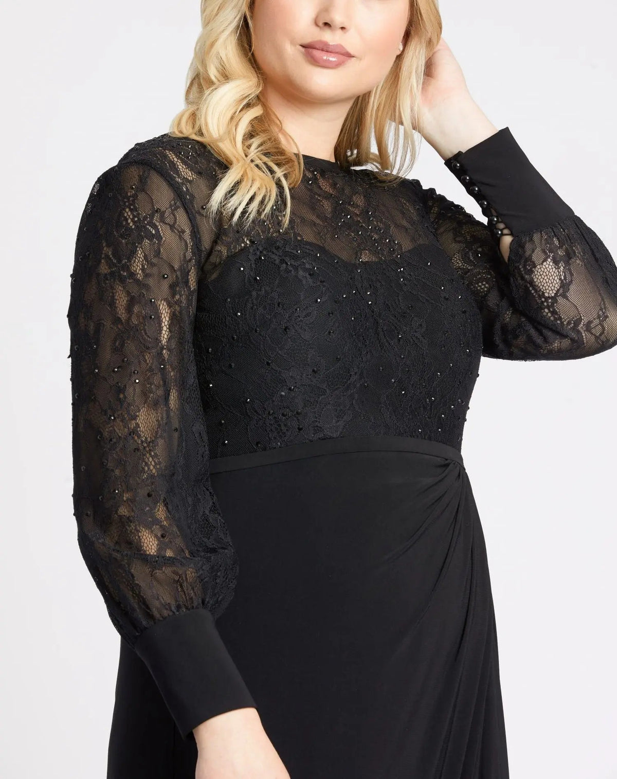 Black Sequin Lace Evening Gown (Plus) - FINAL SALE
