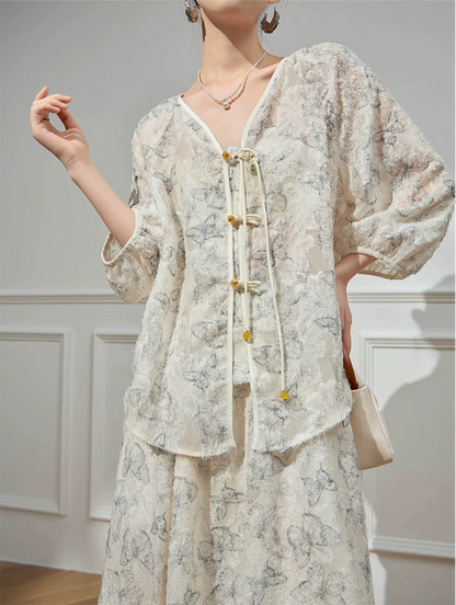 Die Meng 蝶梦 Butterfly Dream New Chinese Style Blouse & Skirt Set