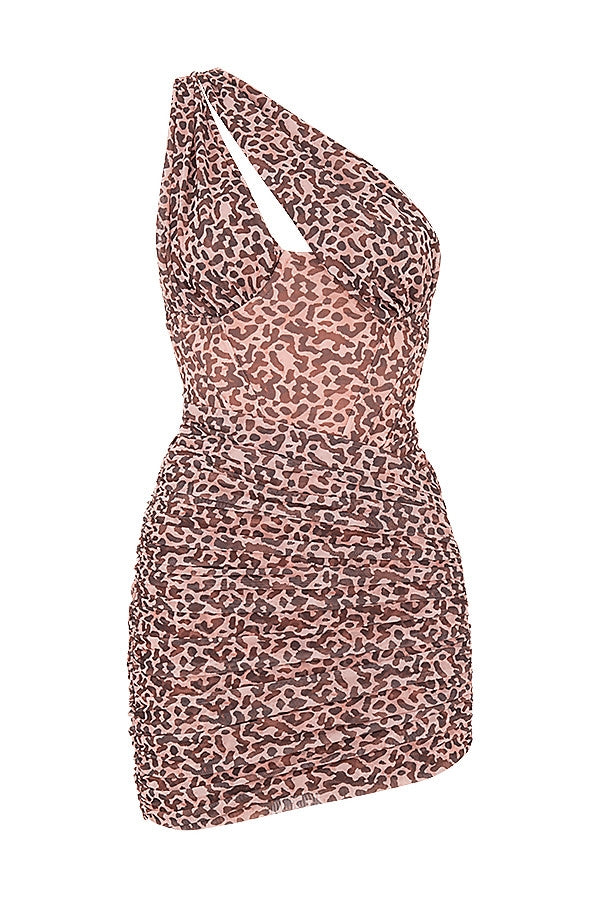 animal print cut out mini dress
