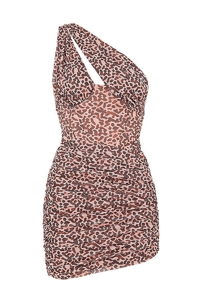 animal print cut out mini dress