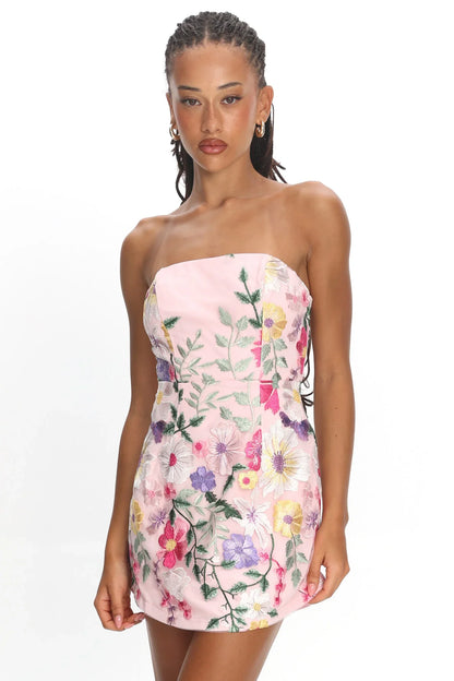 Entered The Chat Strapless Mini Dress Multi