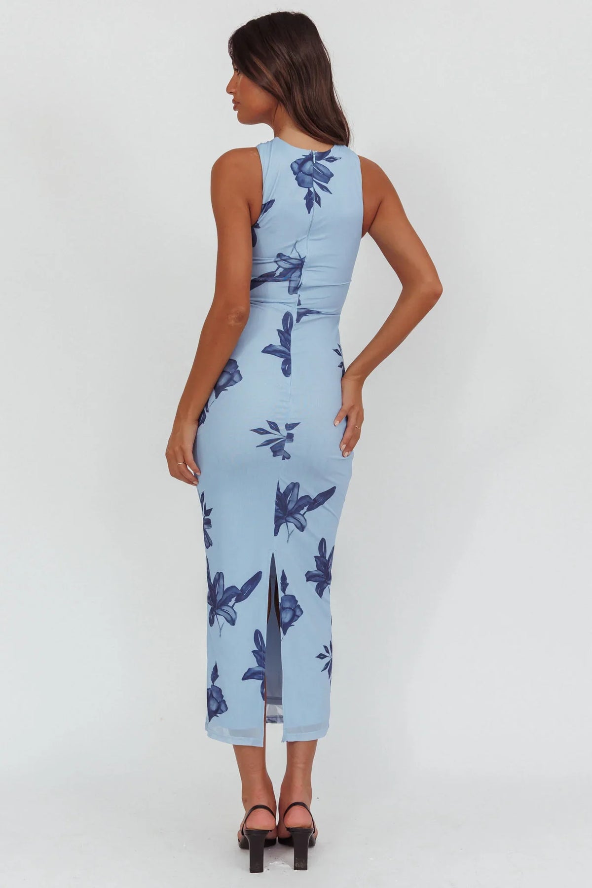 Maretha Gold Link Neckline Maxi Dress Lily Blue