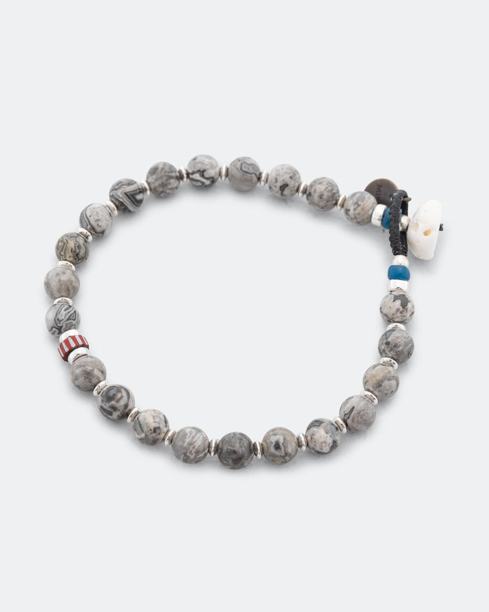 6mm Stone Bracelet - Grey Jasper/925 Silver