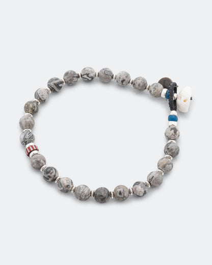 6mm Stone Bracelet - Grey Jasper/925 Silver
