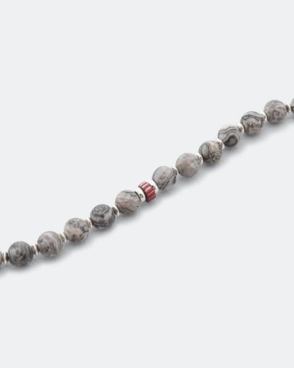 6mm Stone Bracelet - Grey Jasper/925 Silver