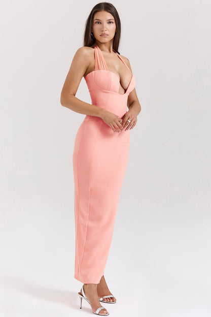 sorbet crepe halter maxi dress