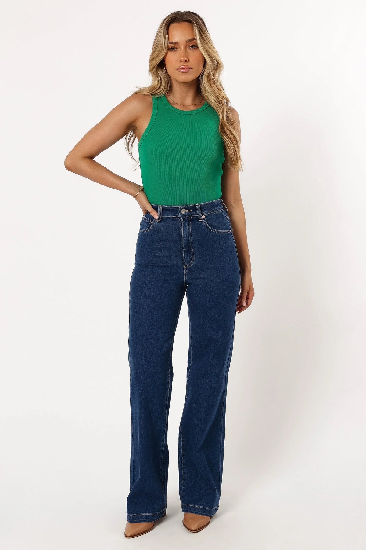 Ari Ribbed Tank Top - Green