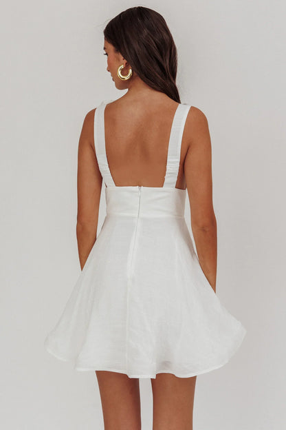 Kalinda Detachable Rose Mini Dress White