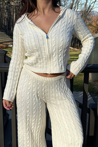 Toasty Nights Cable Knit Zip Up