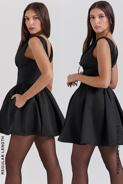 black satin mini dress - sale