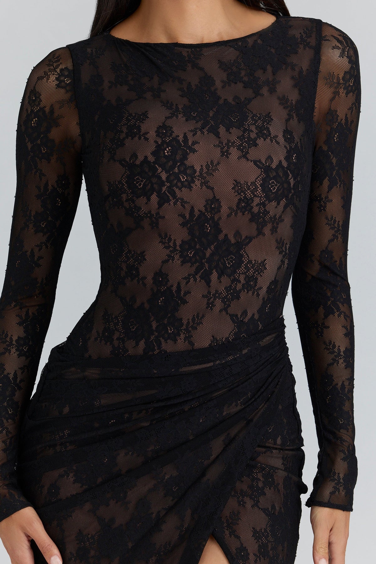 black lace asymmetric maxi dress - limited edition