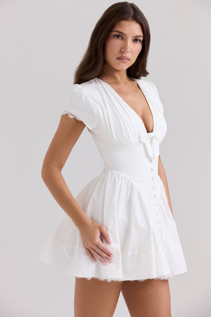 white stretch cotton mini dress