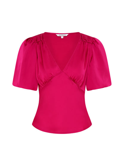Cressida Puff Sleeve Top in Magenta