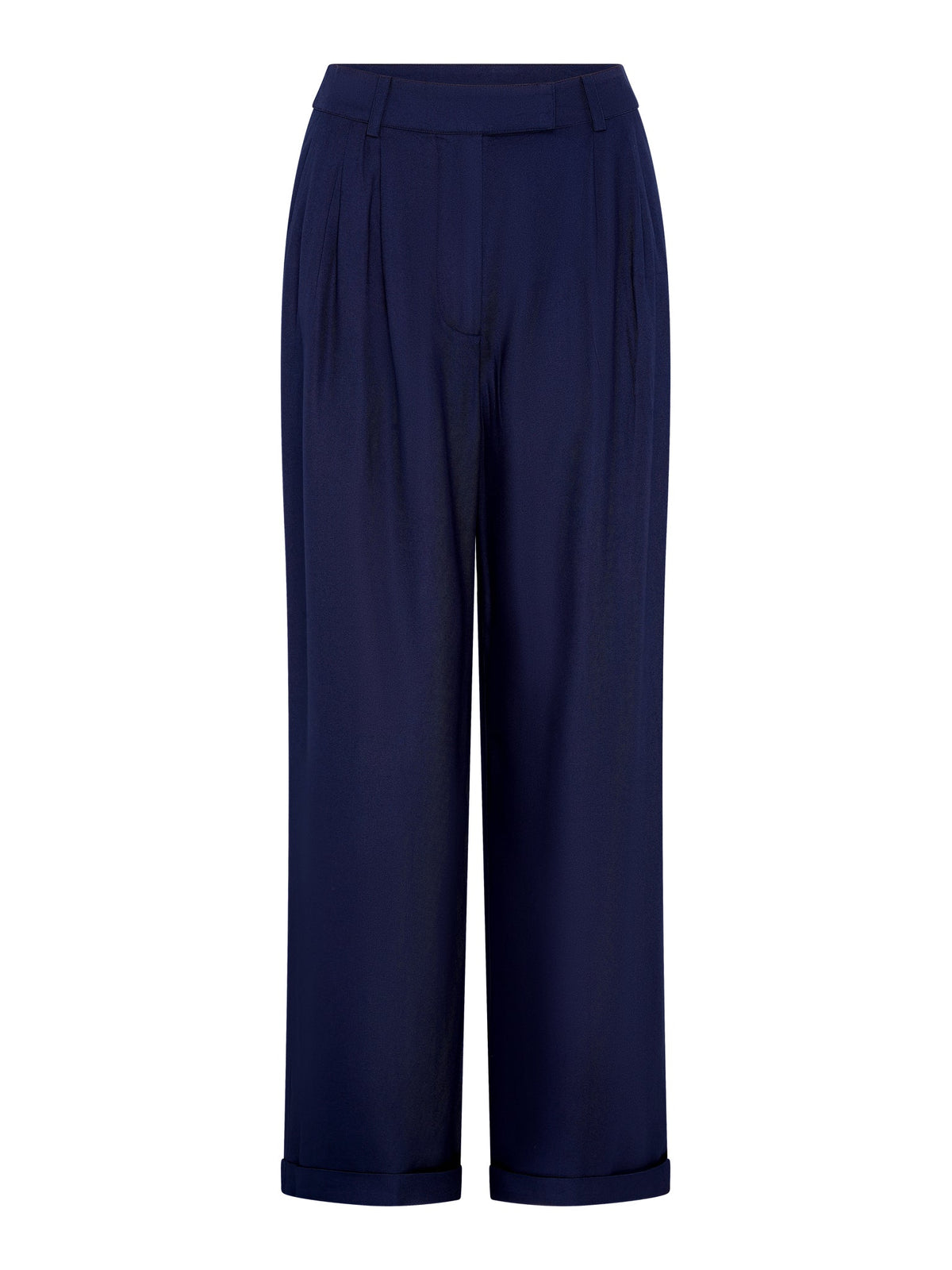 Candy Pleat Front Straight Leg Trouser in Navy