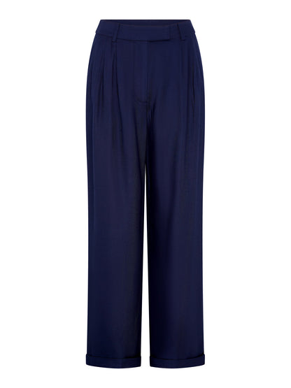 Candy Pleat Front Straight Leg Trouser in Navy