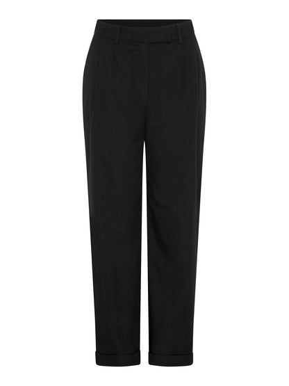 Candy Pleat Front Straight Leg Trouser in Black