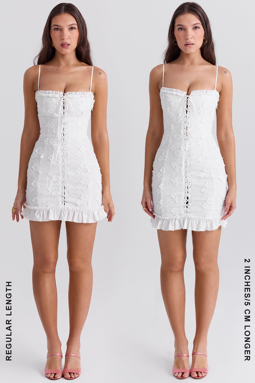 white cotton broderie anglais mini dress