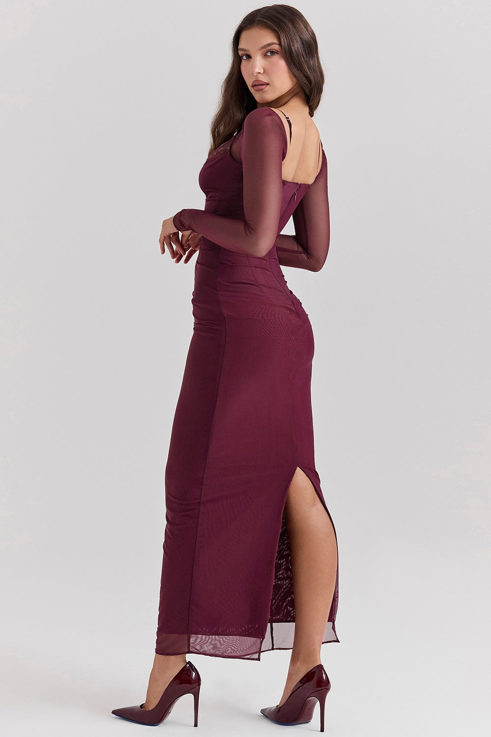 wine maxi dress